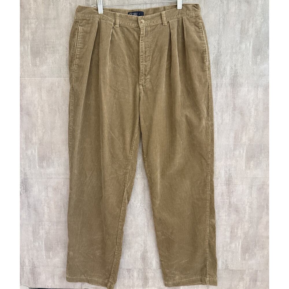 Polo Ralph Lauren Corduroy Andrew Pants Men’s Size 36x32 Pleated Tan Brown Y2K